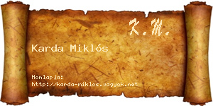 Karda Miklós névjegykártya